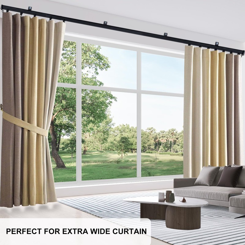 DOEIEZ Aluminum Ceiling Curtain Track Set with Hooks Ceiling Mount