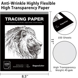 DagouColor 100 Sheets Tracing Paper for Sewing Patterns, Drawing Overlays & Sketching on Art Paper & Sketch Book, 21.6 X 27.9CM
