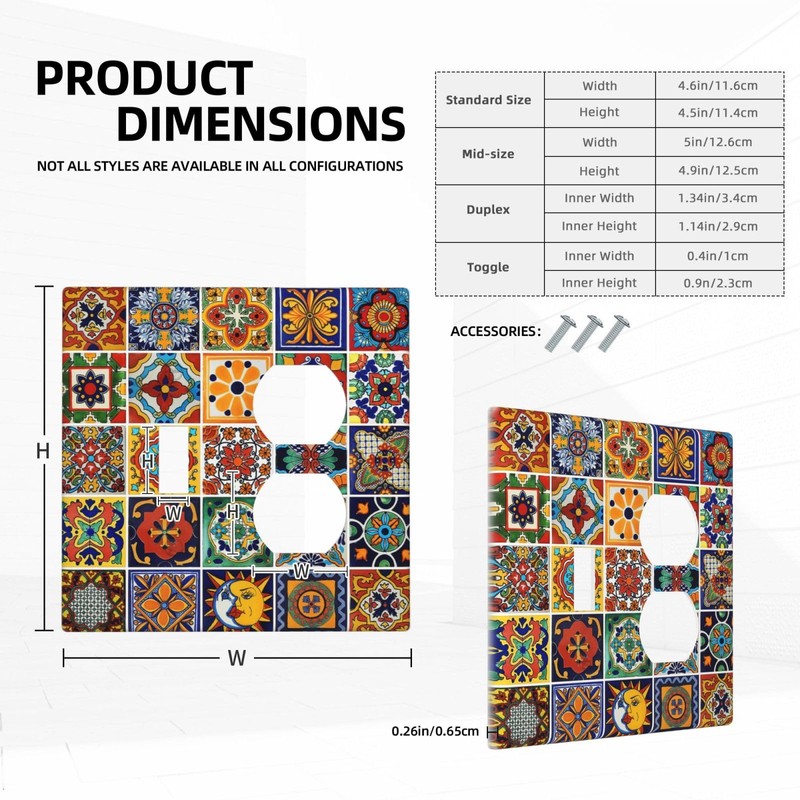 Yamxbfa Mexican Talavera Ceramic Tile Pattern Outlet Covers 2 Gang