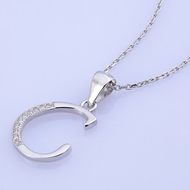 VIKI LYNN Sterling Silber 925 Kette Halskette mit Silber und Zircon Buchstabe Alphabet C Anhaenger