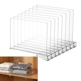 ziroland 8-Pack Clear Shelf Dividers - Purse Organizer for Closet - Shelf Dividers for Closet Organization - Sweater Storage for Closet - Clothes Organizer for Closet - Closet Shelves Organizer