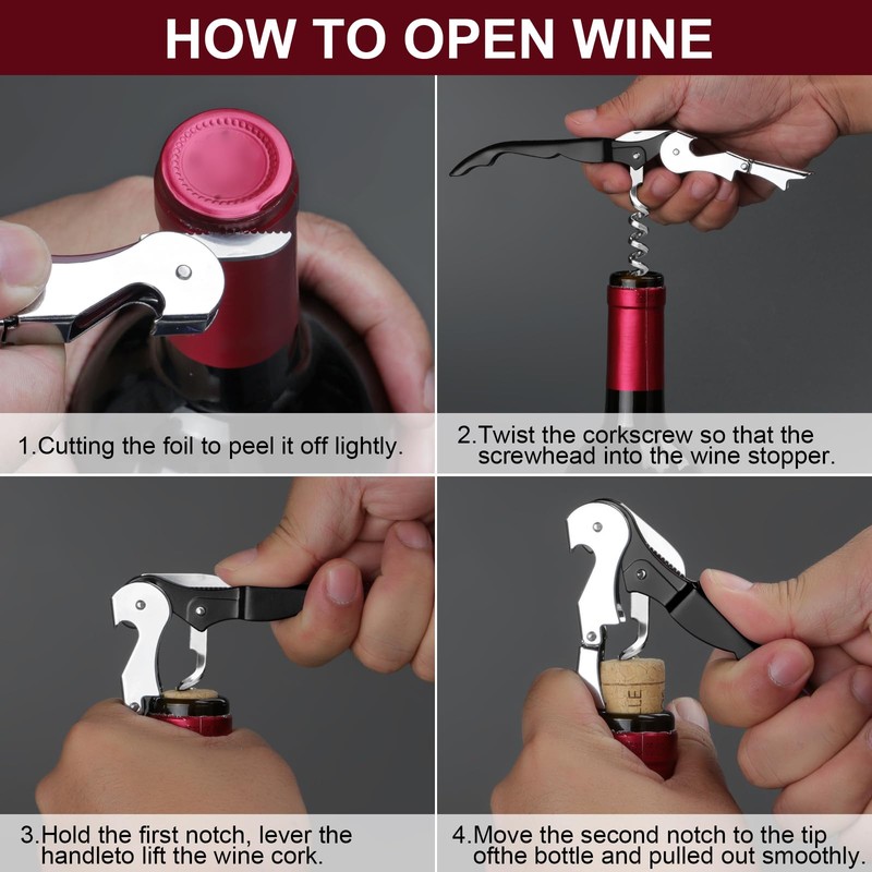 Uaorexplo Manual Wine Opener, Foldable Server Wine Key, Double Hinged
