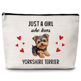 Dog Lover Gift Makeup Bags, Just A Girl Who Loves Dogs Cosmetic Bag, Yorkshire Terrier Makeup Pouch Gifts for Dog Lovers Pet Owners, Birthday Christmas Gifts for Girls Women Friends -60