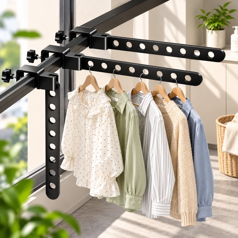 Rotatable Wall Mounted Clothes Hanger for Space-Saving Storage – Stainless