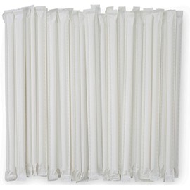 Plastic Translucent Drinking Straws Paper Wrapped 8.75" inch Translucent [300 Counts]