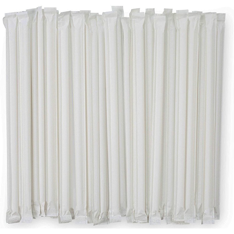 Plastic Translucent Drinking Straws Paper Wrapped 8.75" inch Translucent [300
