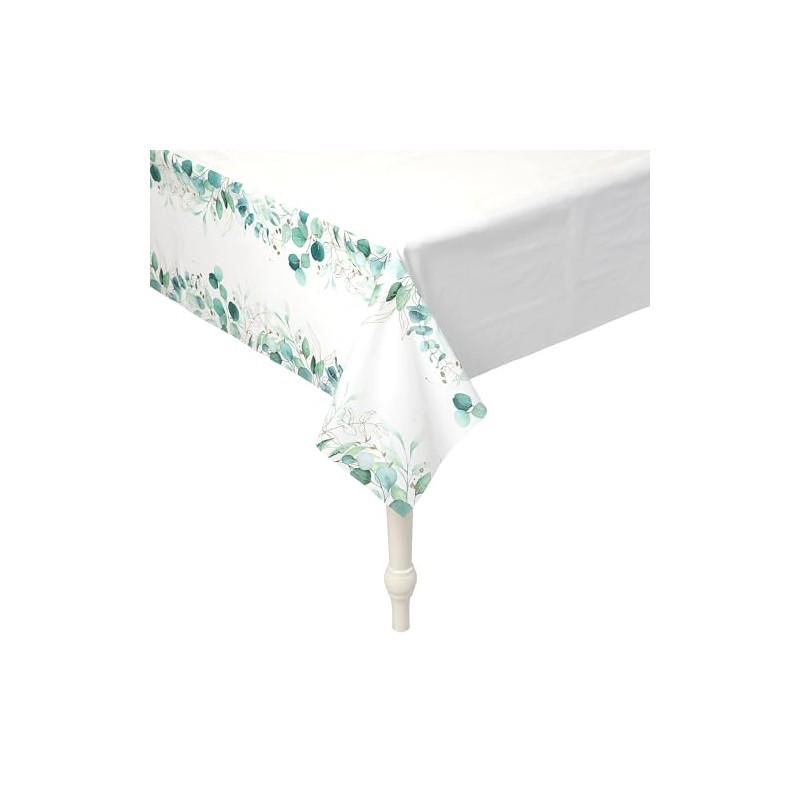 Fun Express 9 Ft. Eucalyptus Print Plastic Tablecloth