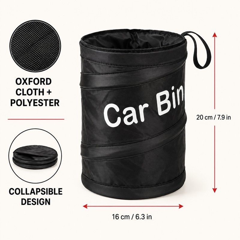 Collapsible Car Trash Can, 6.3 x 7.9 in Portable Hanging