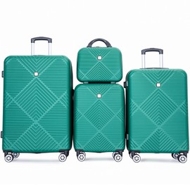 Tripcomp Luggage 4 Piece Set, Hardshell ABS Suitcase Set with Double Spinner Wheels, Lightweight Durable Luggage set, Carry On and Checked Travel Large Luggage, Dark Green