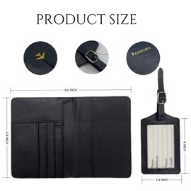 YUESUO PU Leather Passport Holder,Portable Large Capacity Protective Card Holder,Travel Purse Luggage Tags for Man and Woman (Black+Pink)