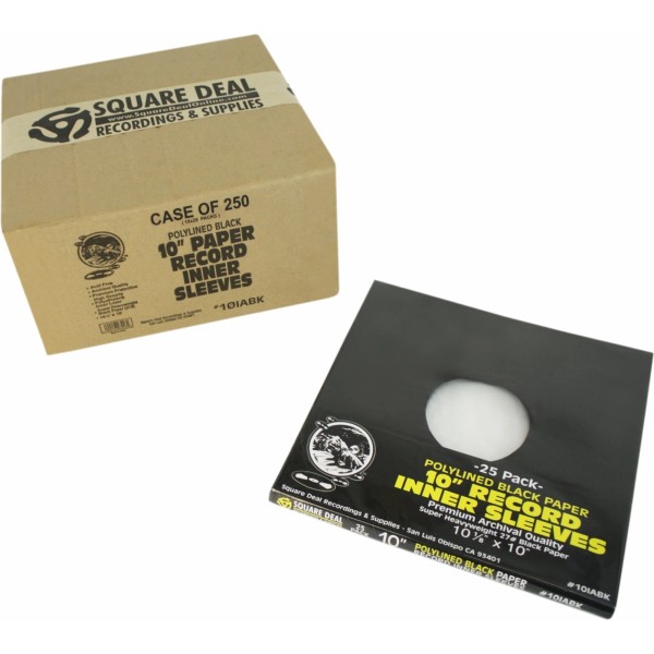 Square Deal Recordings & Supplies (250) 10" Black Polylined Record