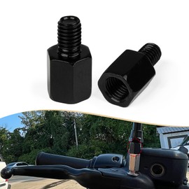 Rearview Mirrors Thread Diameter Converter - PSLER Motorcycle Mirror Adapter Motorcycle Mirror Extender Height Adjustment Screw, 10mm Right Hand Thread to 8mm Right Hand Thread, 2 Pieces, Black