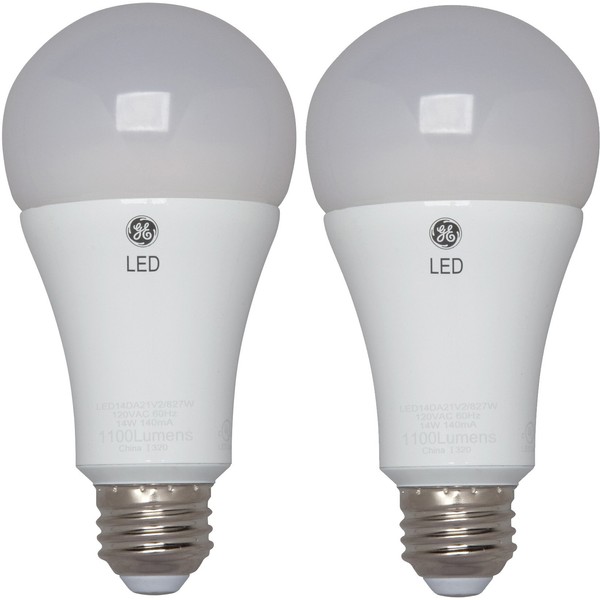 GE Dimmable LED Light Bulbs, A21 General Purpose (75 Watt Replacement LED Light Bulbs), 1100 Lumen, Medium Base Light Bulbs, Soft White, 2-Pack LED Bulbs