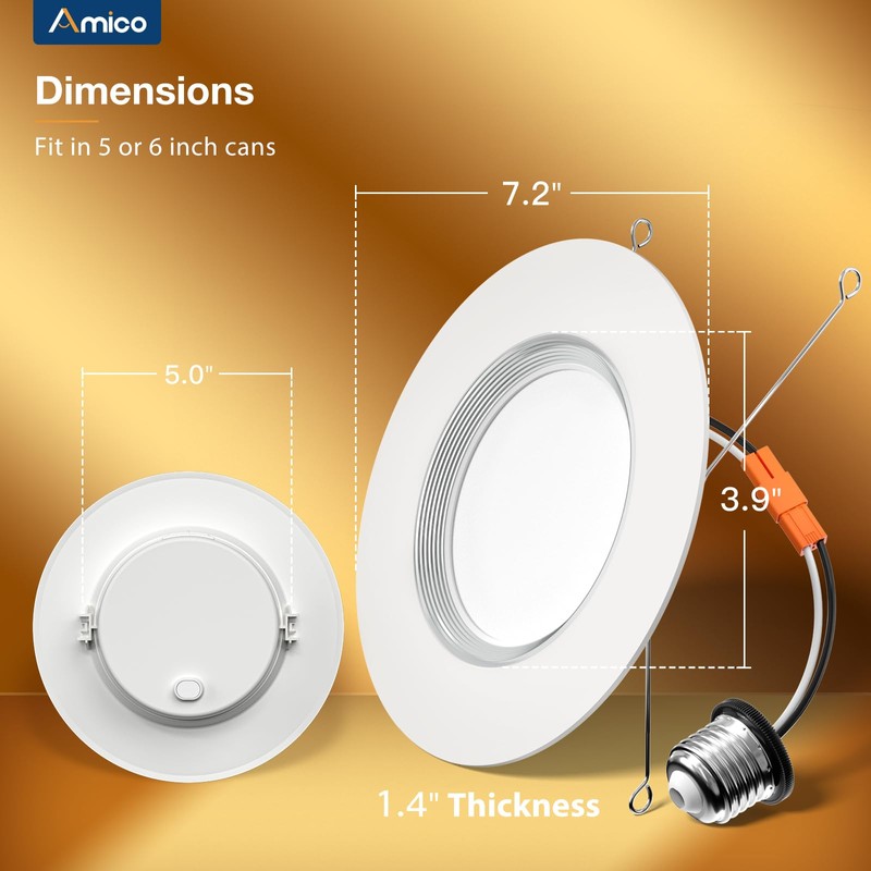 Amico 12 Pack 6 inch 5CCT LED Recessed Lighting with