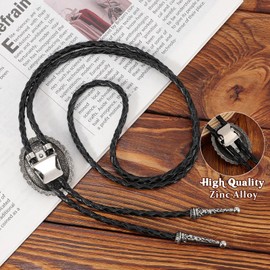 LALATCH Bolo Tie for Men Women, Cowboy Bolo Tie Texas Cowgirl Cowboy Necktie Bolo Ties Cowboy Accessories for Men Women, Silvery Flower Turquoise