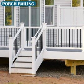 10 Pack 32" Deck Balusters 3/4" Hollow Round Deck Balusters for Deck Porch Railing Kits Metal Black Deck Baluster Staircase Spindles for Railing Fencing