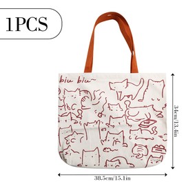 GLADFRESIT Cat Canvas Tote Bag,Foldable Cute Washable Shopping Bag Large Capacity Grocery Bags for Women Girls Ladies Shopping Gifts