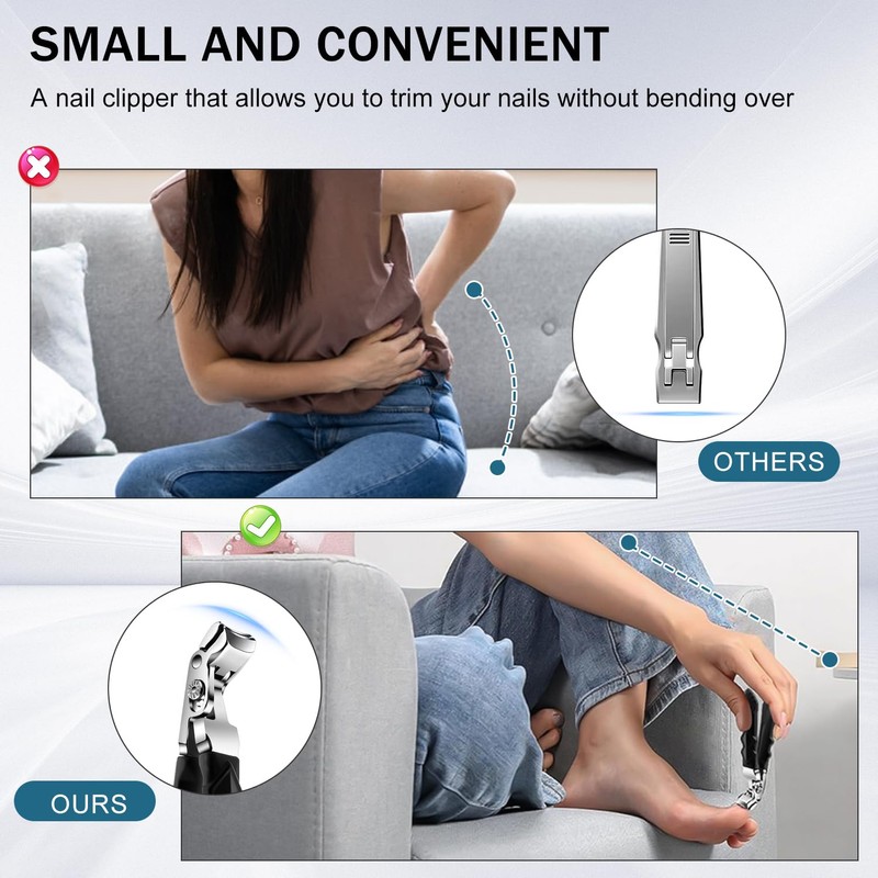 Black Long Handle Non-Slip Toenail Clippers for Seniors Thick Toenails,