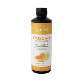 BRAINMD Dr Amen Omega-3 Power Squeeze, Citrus Blast - 16.8 oz - Fish Oil - Supports Cardiovascular, Brain  Immune System Health - Gluten Free - 30... 