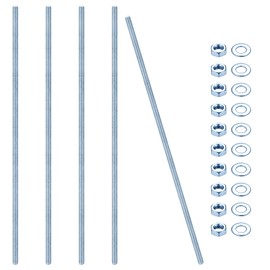 LiYiJiKeJi M8 Threaded Rod M8 x 300 mm, Fully Threaded, Metric, Blue Zinc, Galvanised, Shiny with Nuts & Washers Pack of 5