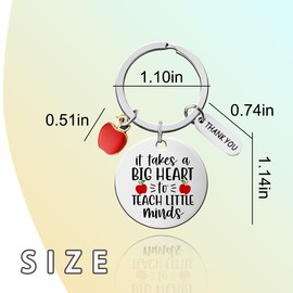 Preschool Teacher Appreciation Day Gifts for Teachers Special Teachers Thank You Gifts for Teacher Assistant Appreciation Keychain for Men Women It Takes A Big Heart To Teach Little Minds Keychain