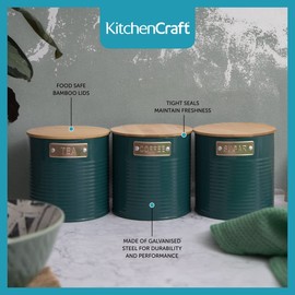 KitchenCraft Storage Canisters, Teal, 3 Pieces, Gift Boxed
