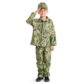 Trendy Apparel Shop Youth Size Kid's US Soldier Camouflage Uniform 3pc Set Costume Cap, Jacket, Pants - NWU III - M