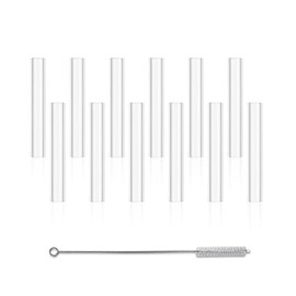 12 Pcs 3 Inches Transparent Borosilicate Glass Tubes, Gtysmox 12mm Diameter 1.5mm Thickness Glass Tubing with 1 Cleaning Brush for DIY Making Glass Crafts