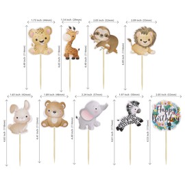 36 piezas de decoración para cupcakes con temática de animales de safari de la selva, decoración de pasteles para baby shower, safari, salvaje, fiesta temática, baby shower, decoración de fiesta de cumpleaños