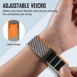 CeiBand Strap for 20 mm 22 mm, nylon replacement strap with Velcro fastener, adjustable sports watch straps, watch strap for men and women