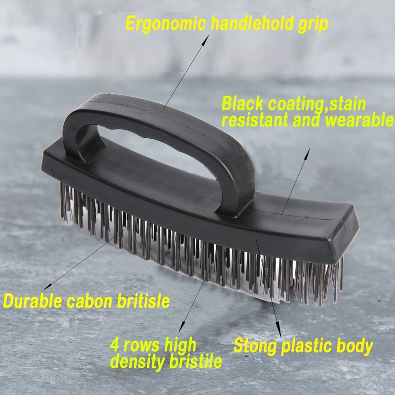 Wire Brush Set of Heavy Duty, 4 Rows Carbon Steel