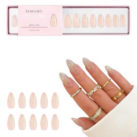 Kiara Sky Press On Nails | XPRESS PRO 100% Acrylic Nails | 30-Piece Kit Includes Nail Glue, Cuticle Pusher, File & Prep Pad | Almond Medium - Glisten Here