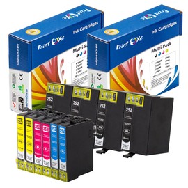 PRINTOXE® T252 XL Remanufactured 10 Cartridges | 2 Sets + 2 BK | 4 T2521BK, 2 T2522 Cyan, 2 T2523 Magenta, & 2 T2524 Yellow High Yield for WF 3640 3620 7110 7210 7610 7620 7710 7720 (10)