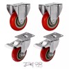 FactorDuty 4 Pack Combo 4" Red PU Caster Wheel w/