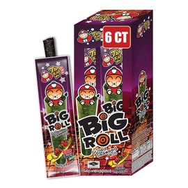 Big Roll Grilled Seaweed Snacks by Tao Kae Noi, BBQ Flavor Grilled Seaweed Rolls, Healthy Nori Sheet Rolls for Kids and Adults, Nori Snacks, 6 pack, 3g Bags