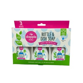 Dapple Baby Bottle & Dish Soap Travel Size 3-Pack of 3oz Bottles Fragrance Free