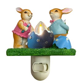 YDKOJGW Easter Bunny Egg Campfire Flickering Night Light,3D Bunny Night Light Plug in,Easter Bunnies Figurine Lamps,Easter Decorations Indoor Gift for Kids Adult