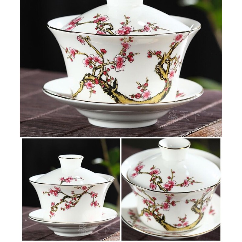 YBK Tech 10oz Large Gaiwan, Porcelain Kung Fu Tea Cup