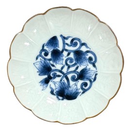 Arita Ware Plate, Small Plate, Hand-Painted Hosen Kiln, Old Dyed Arabesque, Chrysanthemum Split Plate, Approx. 3.9 inches (10 cm)