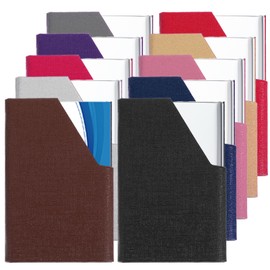 HOFURME 10 Pcs Business Card Holder/Case, Professional Luxury PU Leather & Stainless Steel Multi Wallet Credit Card ID Case/Holder for Men & Women