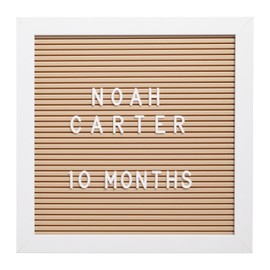Kate & Milo Classic Wooden Letterboard, Baby Keepsake Photo Prop, Message Board Keepsake For Milestones, Gender Neutral Nursery Decor, Newborn Announcement Sign, White and Beige