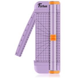 Firbon A5 Paper Cutter, Straight Small Paper Trimmer with Side Ruler for Scrapbooking Craft, Paper, Coupon, Label, Cardstock (Purple)