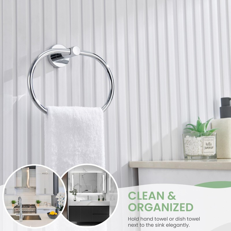 Hand Towel Holder Chrome, Suyar Stainless Steel Towel Ring for