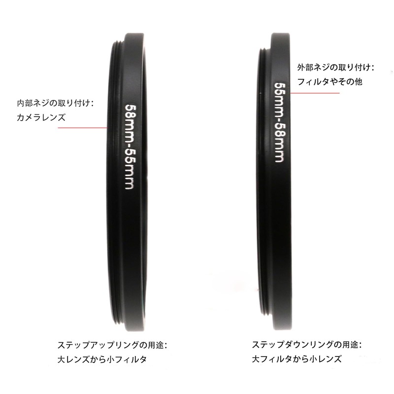 Toileum 43-28/30.5/37/39/40.5/43/46/49/52/55/58/62/67/72/77/82mm Step-up Ring/Step-down Ring Filter Diameter Conversion Adapter Ring