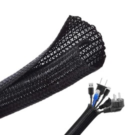 YBHWOGI Cable Storage Sleeve Braided Cable Cover, Length about 5M, Diameter 13mm, Cord Organizer, DIY Cutable, Wire Management, Inner Diameter Extendable, Insulated, Dustproof, High Temperature,