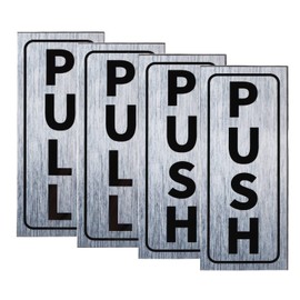 PATIKIL Push Pull Door Sign, 2 Set 2"x5" PVC Self-Adhesive Waterproof Vertical Pull Push Sticker Sign for Business Office Store Shop Glass Door, Silver