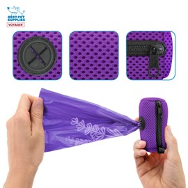 Best Pet Supplies 2-Pack Dog Poop Bag Holder Leash Attachment, Color, Reusable Mesh Dispenser Pouch for Travel, Walking, Park, and Outdoor Use, Soft and Durable with Clip-On - Mesh Purple