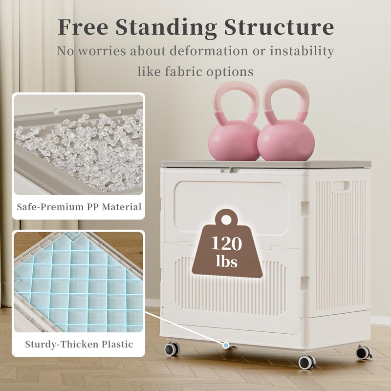 HAIXIN HOME Rolling Laundry Hamper with Lid, 130L Large Capacity