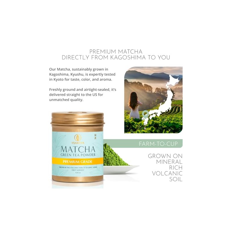Premium Japanese Matcha Tea Powder from Kagoshima - Unsweetened