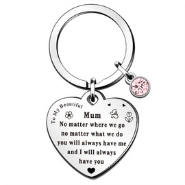 QMVMV Mum Keyring Mum Gifts from Son Daughter Birthday Christmas Thanksgiving Mother's Day Gifts for My Beautiful Mum